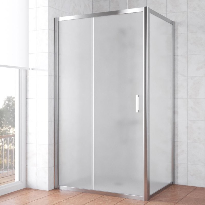 Душевой уголок Vegas Glass ZP+ZPV Tur Novo 130*80 08 10 профиль глянцевый хром, стекло сатин