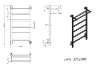 Полотенцесушитель электрический Grota Lore 530х1000 NP EL 100x55 см, подключение справа, слева, скрытое подключение справа, глянцевый хром, лесенка, с полкой