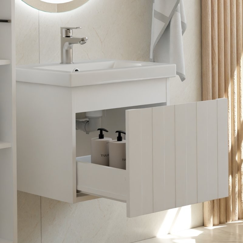 Тумба с раковиной Vigo Finlay 50 подвесная, 1 ящик, матовая белая