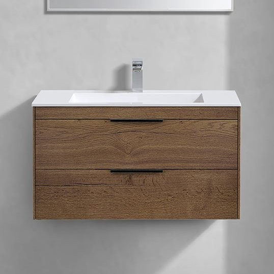 Тумба с раковиной Vincea Chiara 2D 80, 2 ящика, дуб табак, с белой раковиной