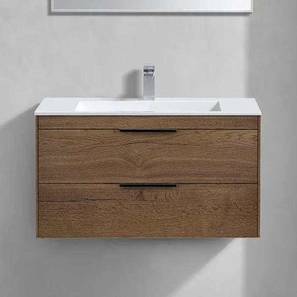 Тумба с раковиной Vincea Chiara 2D 80, 2 ящика, дуб табак, с белой раковиной