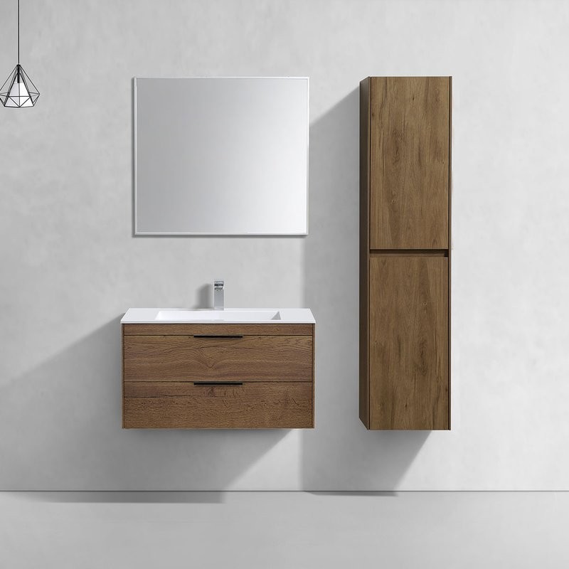 Тумба с раковиной Vincea Chiara 2D 80, 2 ящика, дуб табак, с белой раковиной