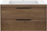 Тумба с раковиной Vincea Chiara 2D 80, 2 ящика, дуб табак, с белой раковиной