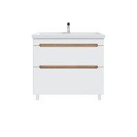 Тумба с раковиной SanStar Diva 100 напольная, матовая белая, дуб вотан, раковина Фостер 100