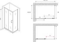 Душевой уголок Abber Schwarzer Diamant AG301105-S605 110x60, профиль хром, стекло прозрачное