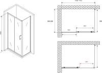 Душевой уголок Abber Schwarzer Diamant AG301105-S605 110x60, профиль хром, стекло прозрачное