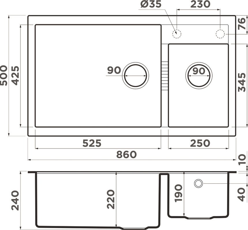 Мойка кухонная Omoikiri Tedori 86-2-LB черная