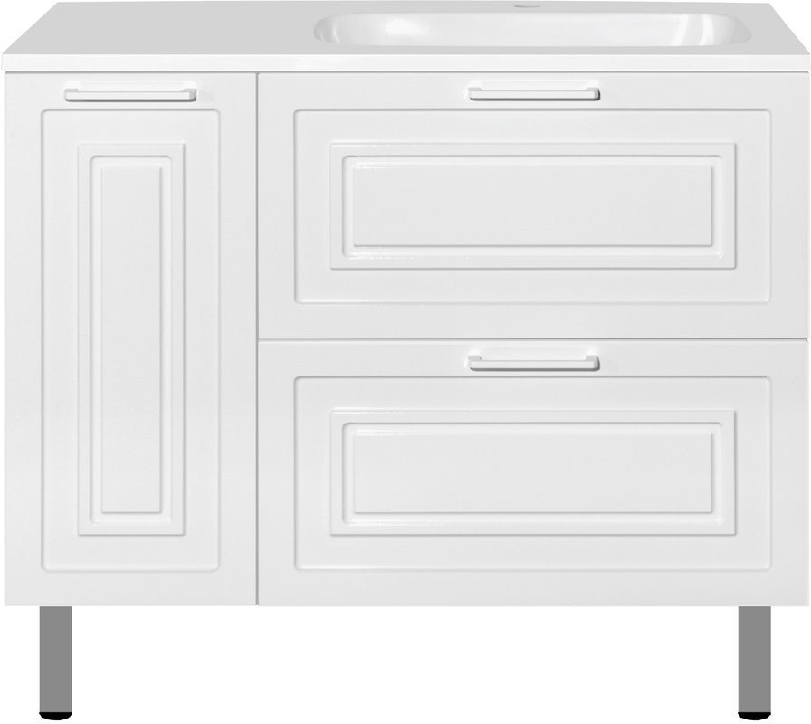 Тумба с раковиной Style Line Альба 90 Люкс R, с бельевой корзиной