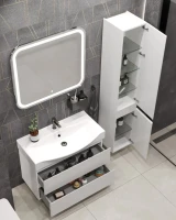 Мебель для ванной комнаты SanStar Arista 105 подвесная, глянцевая белая, раковина Элвис 105