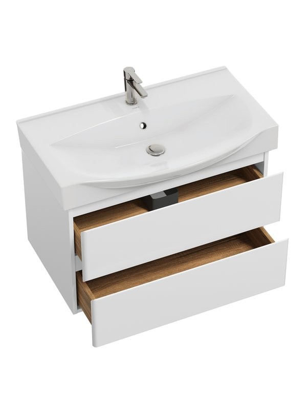 Мебель для ванной комнаты SanStar Arista 105 подвесная, глянцевая белая, раковина Элвис 105