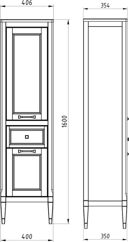 Шкаф пенал для ванной ASB-Woodline Гранда 40 R