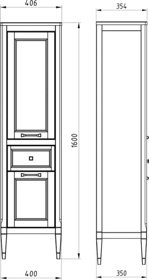 Шкаф пенал для ванной ASB-Woodline Гранда 40 R