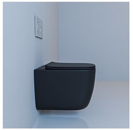 Подвесной унитаз Esbano Garant ESUPGARABM безободковый чёрный матовый в комплекте с сиденьем с микролифтом