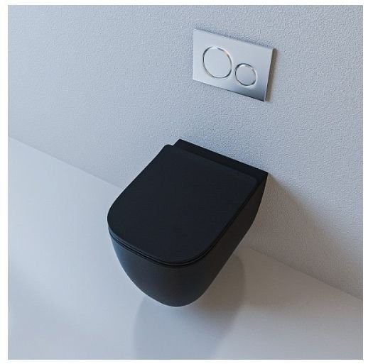 Подвесной унитаз Esbano Garant ESUPGARABM безободковый чёрный матовый в комплекте с сиденьем с микролифтом