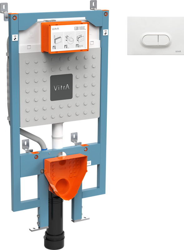 Система инсталляции для унитазов VitrA V8 768-5800-01 с кнопкой смыва Loop 740-0500 белой глянцевой