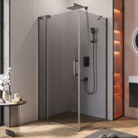 Душевой уголок Cezares Slider AH 1 100-80/90 GRIGIO GM профиль оружейная сталь, стекло серое