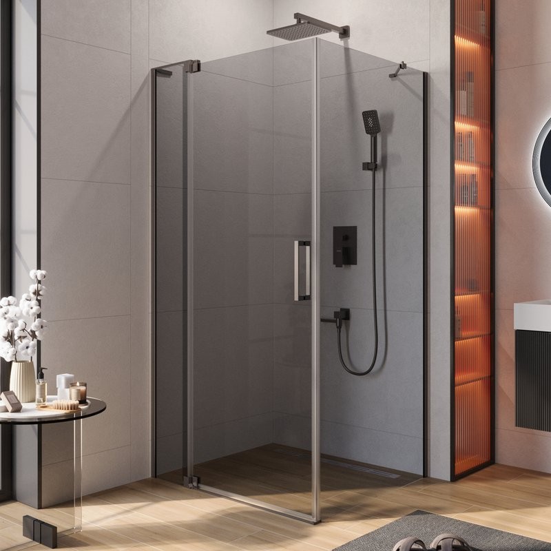 Душевой уголок Cezares Slider AH 1 100-80/90 GRIGIO GM профиль оружейная сталь, стекло серое