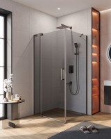 Душевой уголок Cezares Slider AH 1 100-80/90 GRIGIO GM профиль оружейная сталь, стекло серое