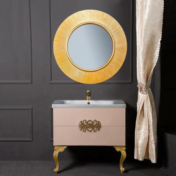 Мебель для ванной комнаты Armadi Art NeoArt 80 капучино с ручками Ajur золото, зеркало Shine, с ножками