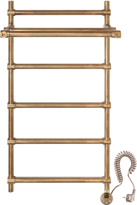 Полотенцесушитель электрический Secado Флоренция 3 105x55 см, подключение справа, бронза, лесенка, латунь, с полкой