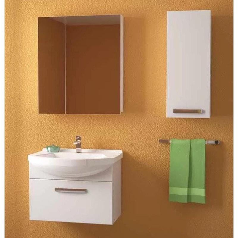 Тумба с раковиной Dreja Alfa 55 подвесная, белый глянец