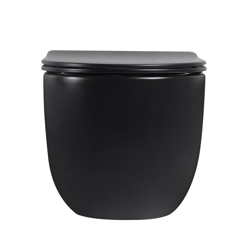 Унитаз подвесной Abber Bequem AC1104TMB безободковый, с микролифтом, матовый черный