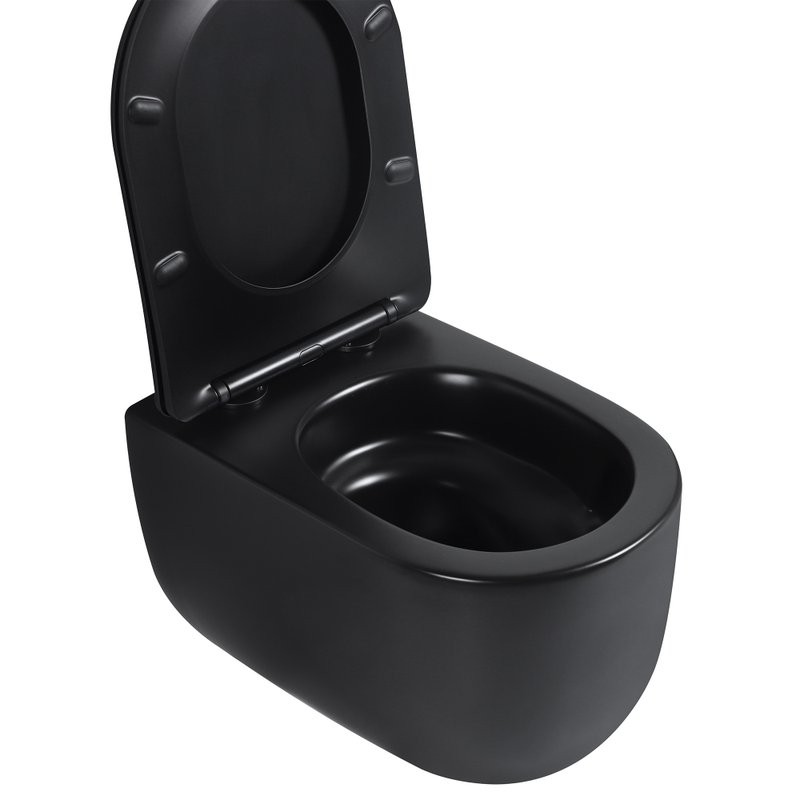 Унитаз подвесной Abber Bequem AC1104TMB безободковый, с микролифтом, матовый черный