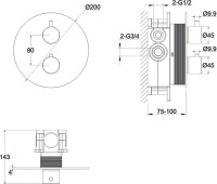 Термостатический смеситель встраиваемый WHITECROSS Y Y1236CR С ВНУТРЕННЕЙ ЧАСТЬЮ, для ванны с душем, хром