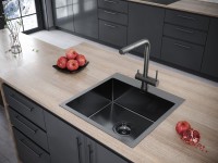 Мойка кухонная Paulmark Kroner PM215951-GM вороненая сталь