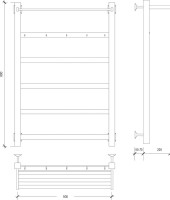 Полотенцесушитель водяной Secado Корсико 1 КСП 85x55 см, матовый черный, лесенка, с полкой