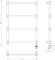 Полотенцесушитель электрический Secado Флоренция 1 80x55 см, подключение справа, глянцевый хром, лесенка
