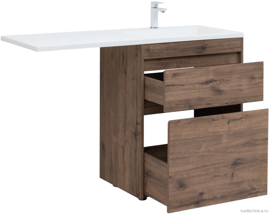 Тумба с раковиной Aquanet Токио 68 R напольная, дуб веллингтон, под стиральную машину