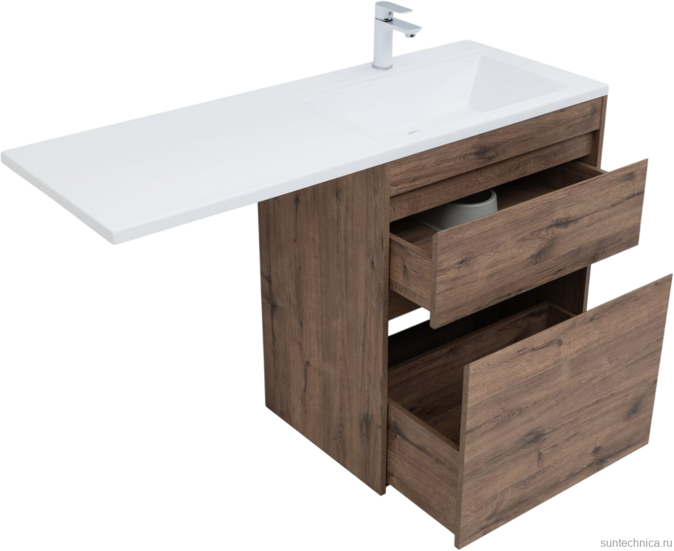 Тумба с раковиной Aquanet Токио 68 R напольная, дуб веллингтон, под стиральную машину