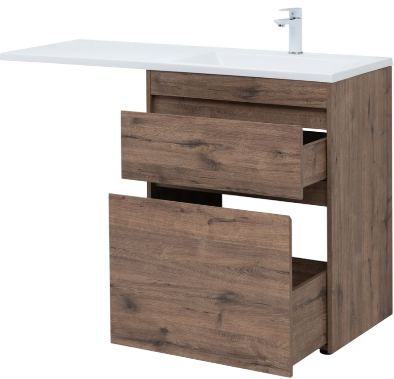 Тумба с раковиной Aquanet Токио 68 R напольная, дуб веллингтон, под стиральную машину