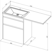 Тумба с раковиной Aquanet Токио 68 R напольная, дуб веллингтон, под стиральную машину