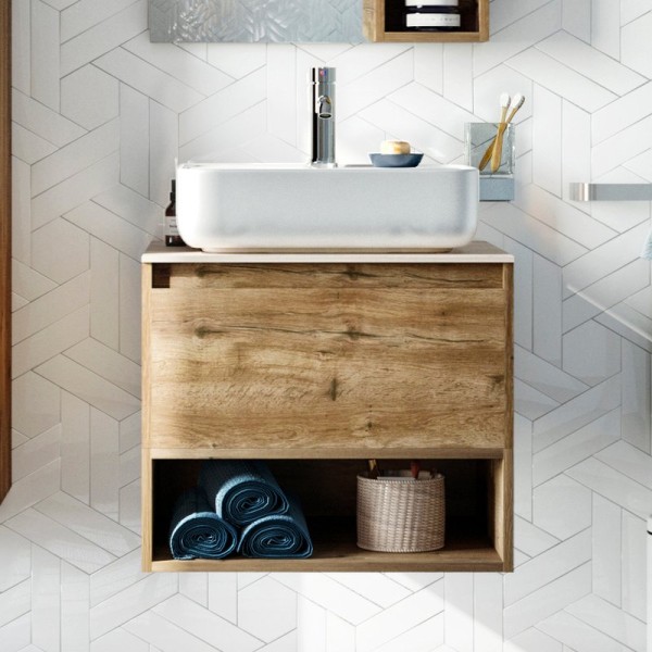 Тумба под раковину со столешницей STWORKI Карлстад 60 дуб рустикальный, роверелла