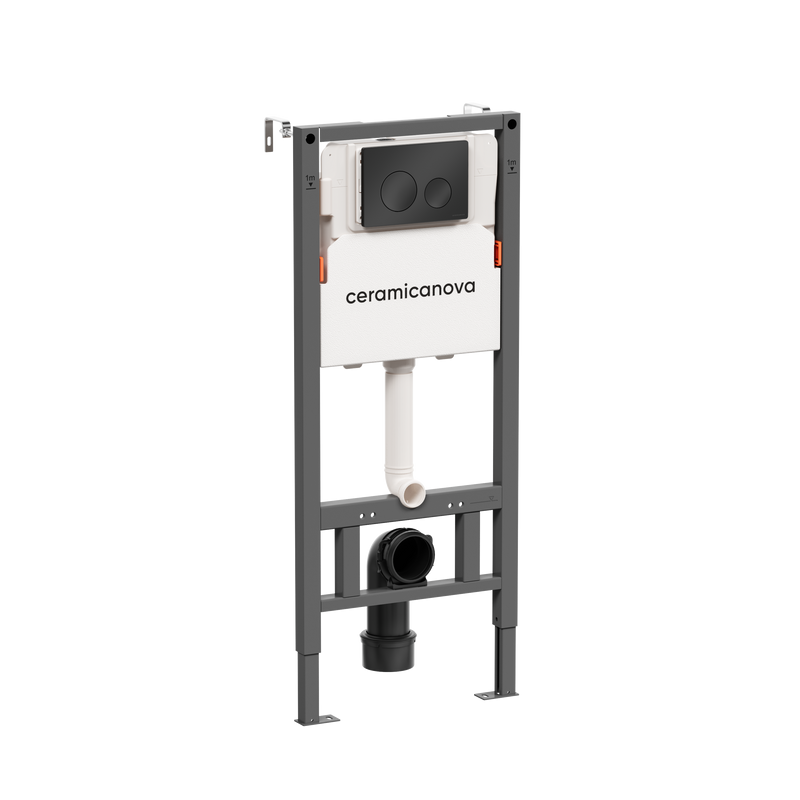 Комплект Ceramicanova Унитаз подвесной Play CN3001 безободковый, с микролифтом + Инсталляция Balance CN121001MB с кнопкой Circle матовой черной