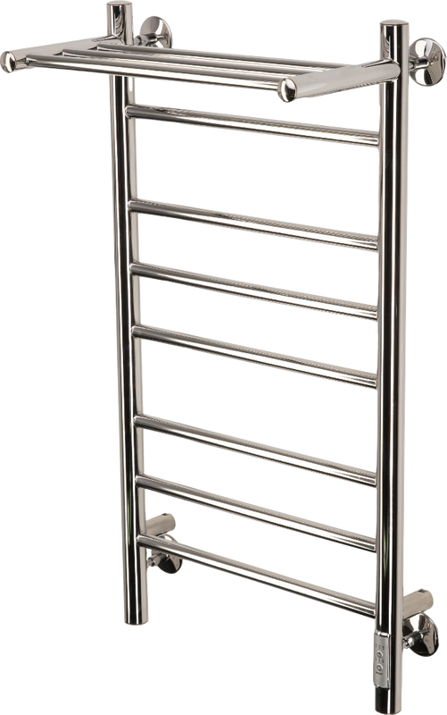 Полотенцесушитель электрический Comfysan Luce EC-8 80x45 см, подключение справа, слева, хром, лесенка, из стали, с полкой