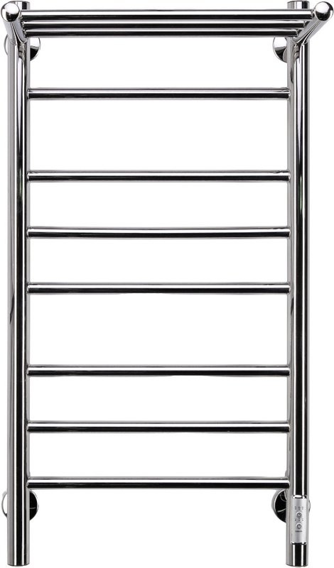 Полотенцесушитель электрический Comfysan Luce EC-8 80x45 см, подключение справа, слева, хром, лесенка, из стали, с полкой