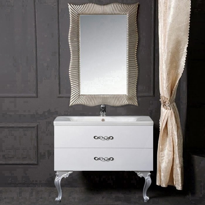 Тумба с раковиной Armadi Art NeoArt 100 white с ручками Wave хром, с ножками