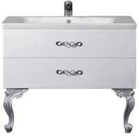 Тумба с раковиной Armadi Art NeoArt 100 white с ручками Wave хром, с ножками