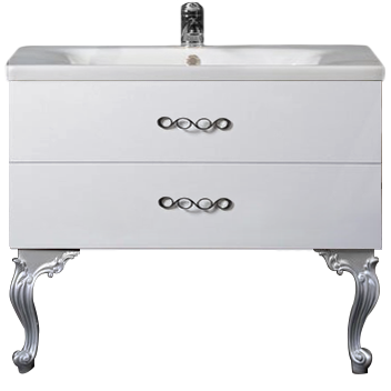 Тумба с раковиной Armadi Art NeoArt 100 white с ручками Wave хром, с ножками