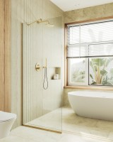 Душевая перегородка Maybahglass MGD-683-3у 119 см, профиль золото, стекло прозрачное