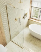 Душевая перегородка Maybahglass MGD-683-3у 119 см, профиль золото, стекло прозрачное