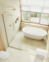 Душевая перегородка Maybahglass MGD-683-3у 119 см, профиль золото, стекло прозрачное