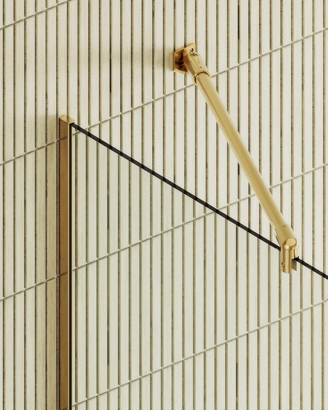 Душевая перегородка Maybahglass MGD-683-3у 119 см, профиль золото, стекло прозрачное