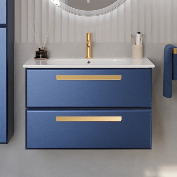 Тумба с раковиной Cezares Eco Cer 80 ручки сатиновое золото, sapfiro