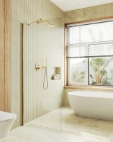 Душевая перегородка Maybahglass MGD-1352-3ш 99 см, профиль золото, стекло прозрачное