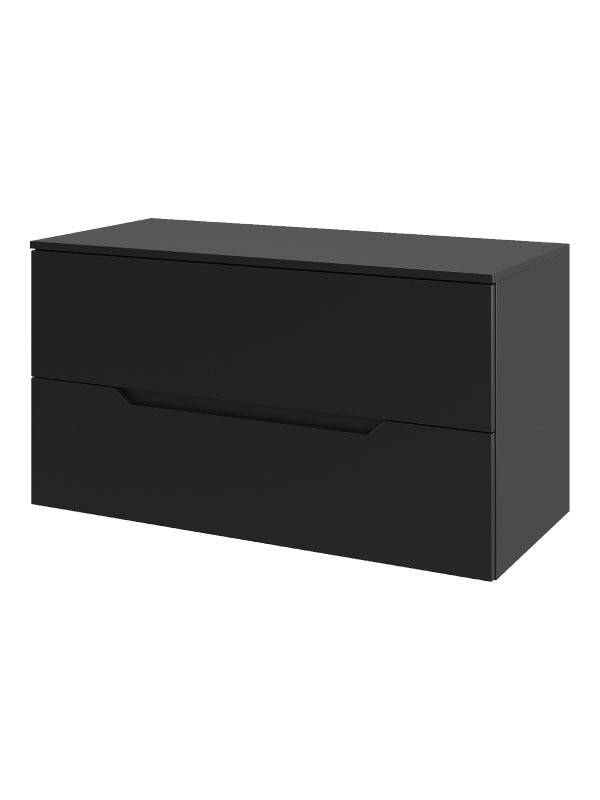 Тумба с раковиной Orange Line 100 подвесная, 2 ящика, матовая черная с раковиной B04-600W