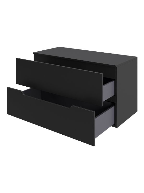 Тумба с раковиной Orange Line 100 подвесная, 2 ящика, матовая черная с раковиной B04-600W